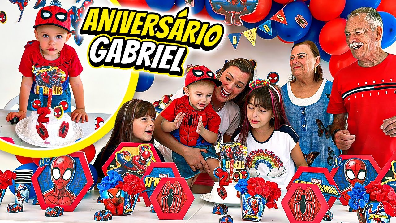 Aniversário SURPRESA do homem Aranha para bebê Gabriel - 2 ANOS | Jéssica Godar e Laurinha e Hele