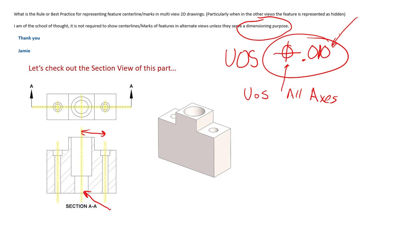 Centerlines on Engineering Drawings and how they should be used correctly