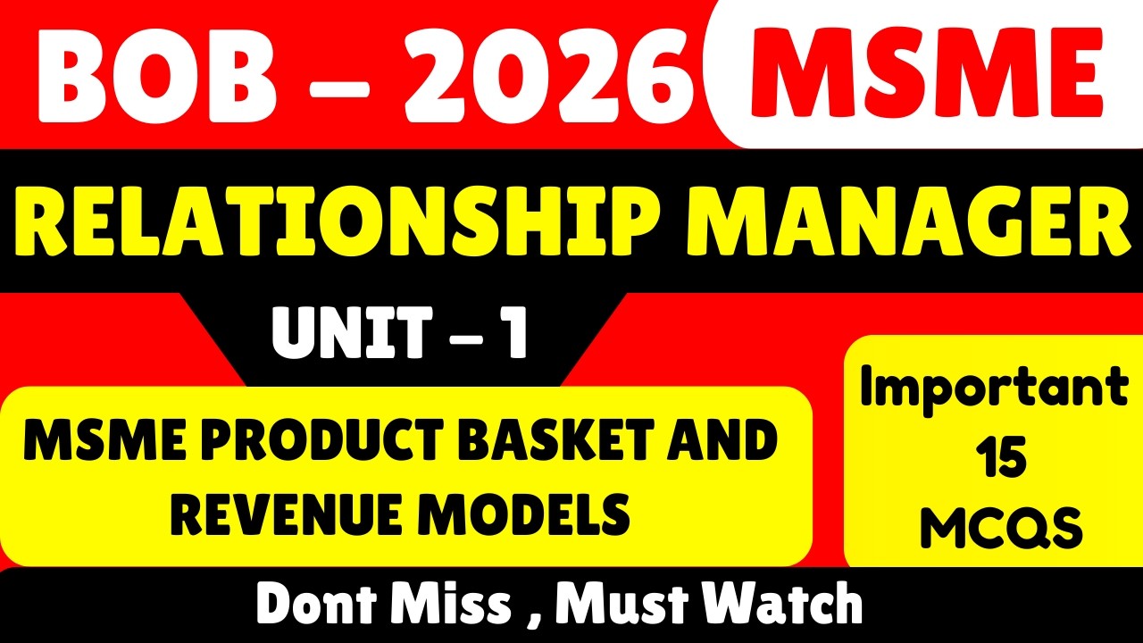 MSME Product Basket and Revenue Models MCQS | BOB 2026 MSME Relationship Manager pdf Note | MSME PDF