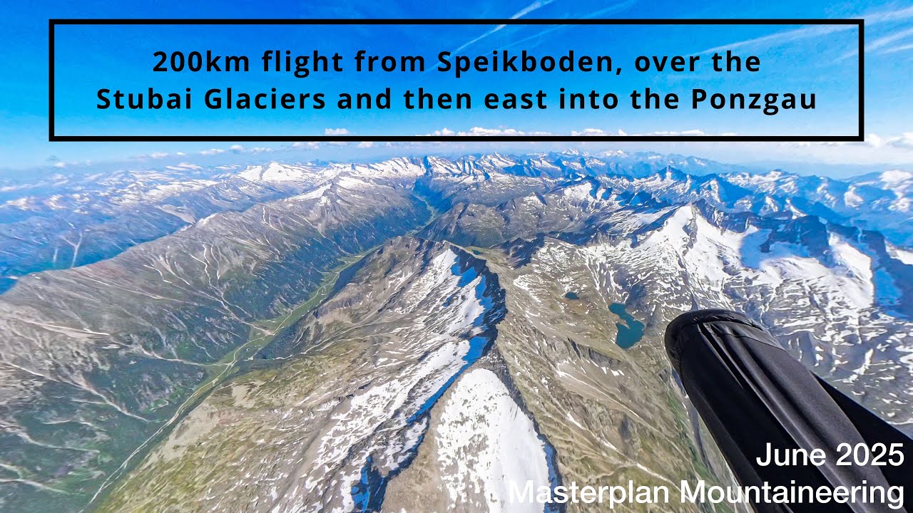 Paragliding 200km from Italy into Austria over the Stubai Alps and with views of the Großglockner