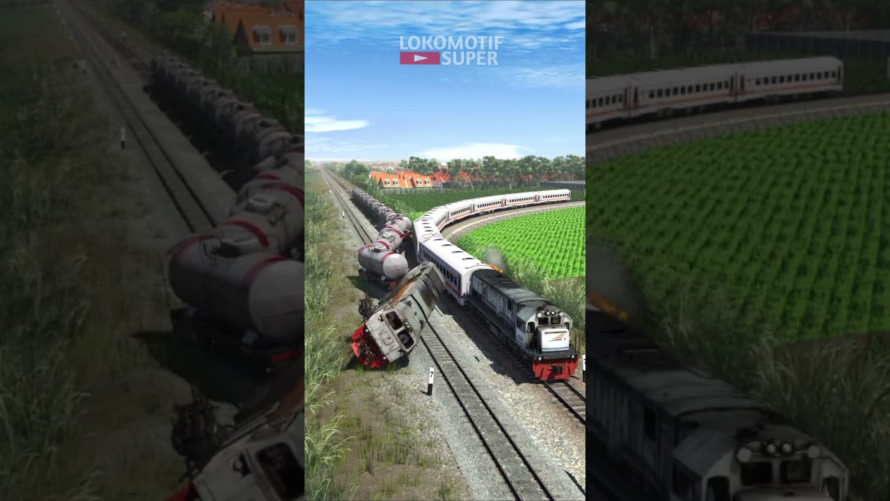 Kereta Api Panjang Kecelakaan Bersenggolan #keretaapi #train #trainzsimulator #railway