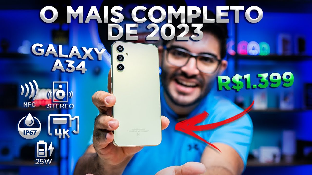 Galaxy A34 - O Smartphone MAIS COMPLETO pelo menor preço de 2023! NFC, 4K, IP67... Análise!
