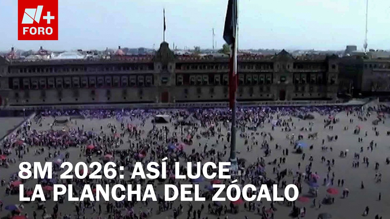Tomas a&eacute;reas muestran c&oacute;mo se llena el Z&oacute;calo de CDMX durante la marcha del 8M