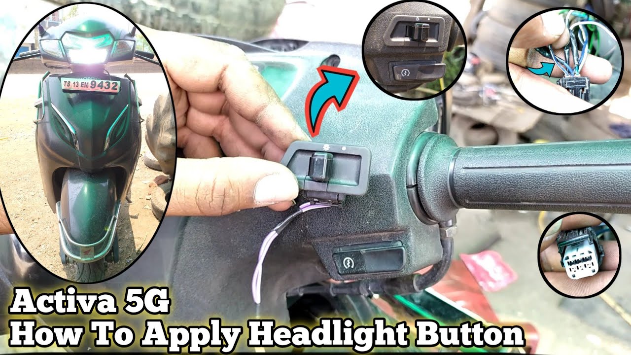How To Install Headlight Button In Activa 5g ! Hindi ! Naveed Electration Technology ! NET