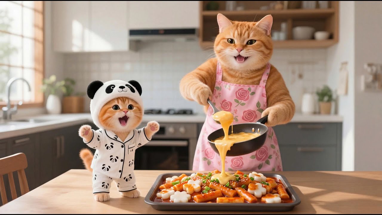 Ginger and Mama Cat Make Tokbokki to Welcome Their Friends 🍲🐱💛 | Funny Cat Videos