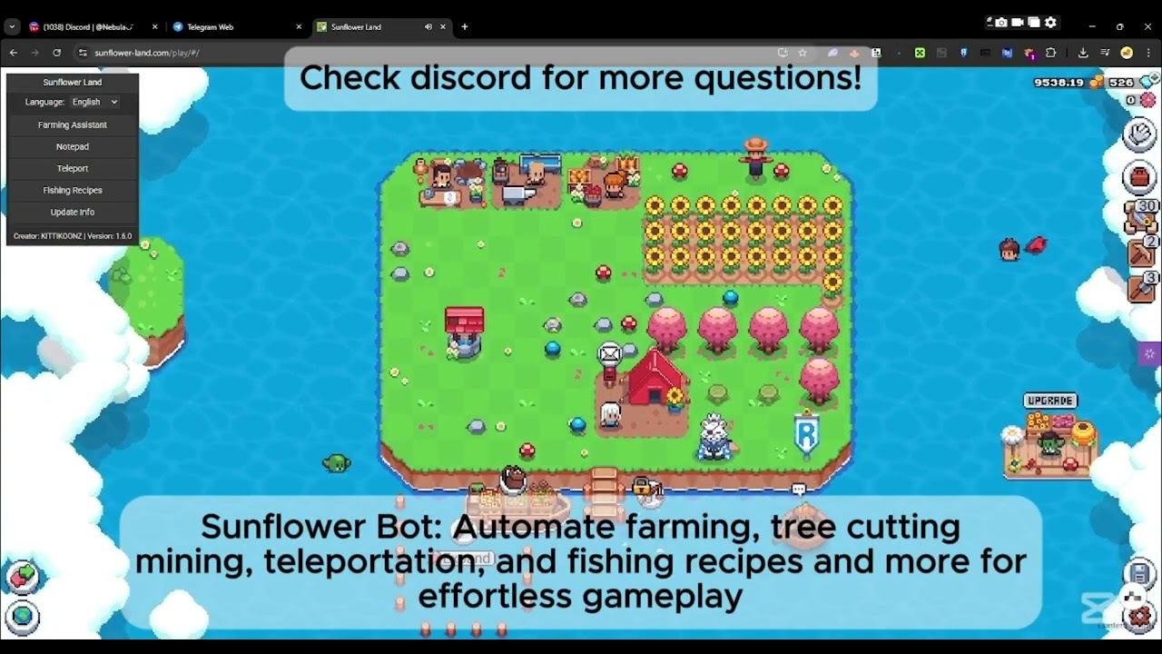 Best Sunflower Land Farming Bot | AutoFarm, AutoMine, AutoCut, AutoFish, Teleport