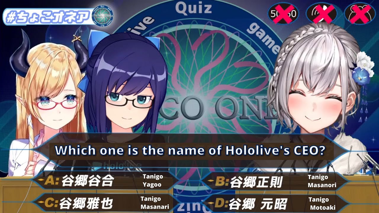 Yuzuki Choco quiz about Hololive's CEO (A-chan/Shirogane Noel/Natsuiro Matsuri/Hololive)