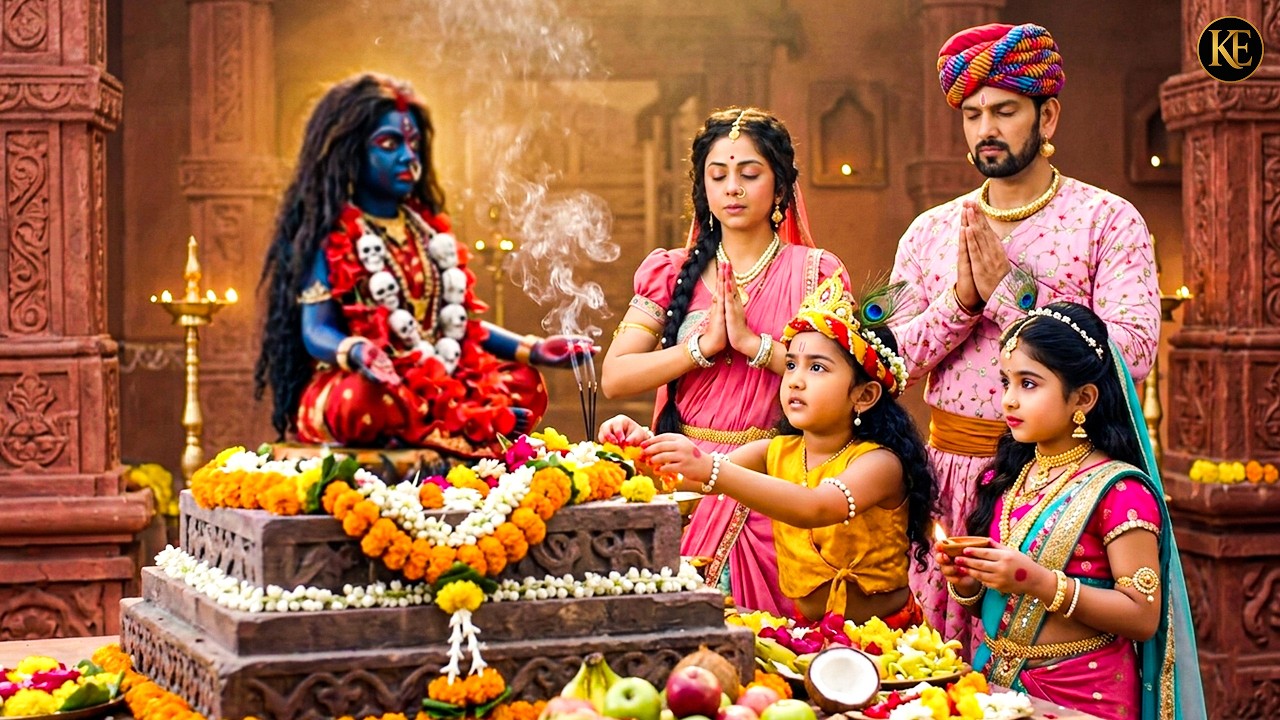 मां काली के दरबार में चमत्कार! बाल कान्हा-राधा की पूजा, मैया-नंद बाबा ने किया प्रणाम || YMKN ||
