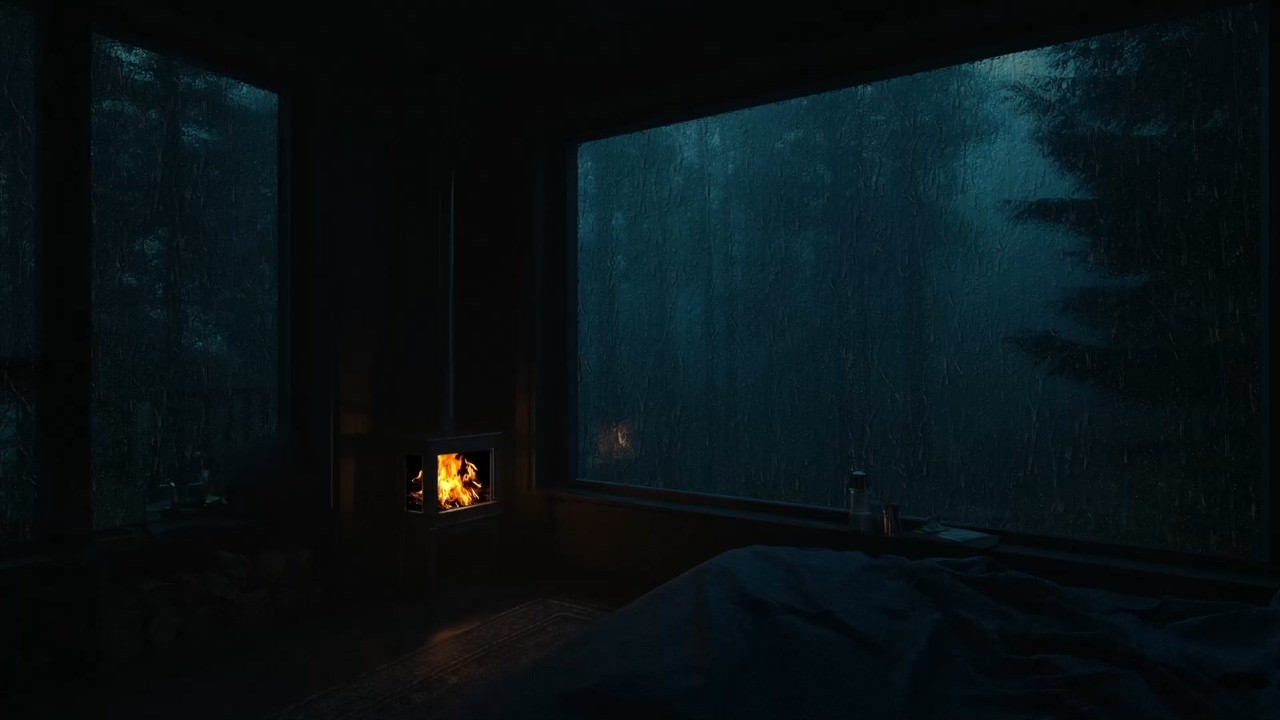 Cozy Cabin in the Rain: Sleep Instantly with Rain on Window 🌧️ & Crackling Fireplace 🔥 10 Hours