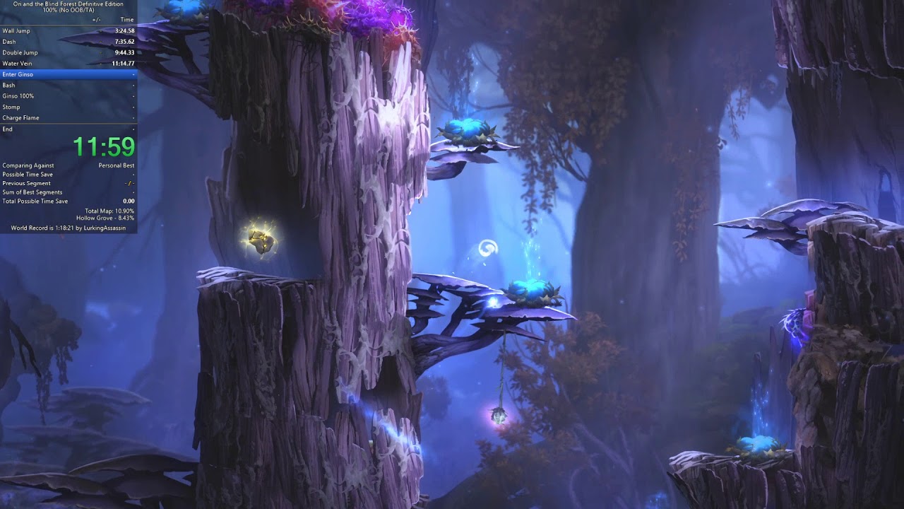 Ori and the Blind Forest: Definitive Edition - 100% NOOB/TA Speedrun in 1:12:25 (World Record)