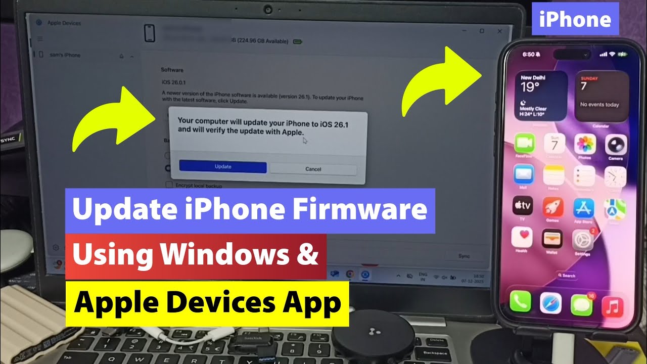 Обновление прошивки iPhone на Windows с помощью приложения Apple Devices | iPhone 17, 16, 15, Air...