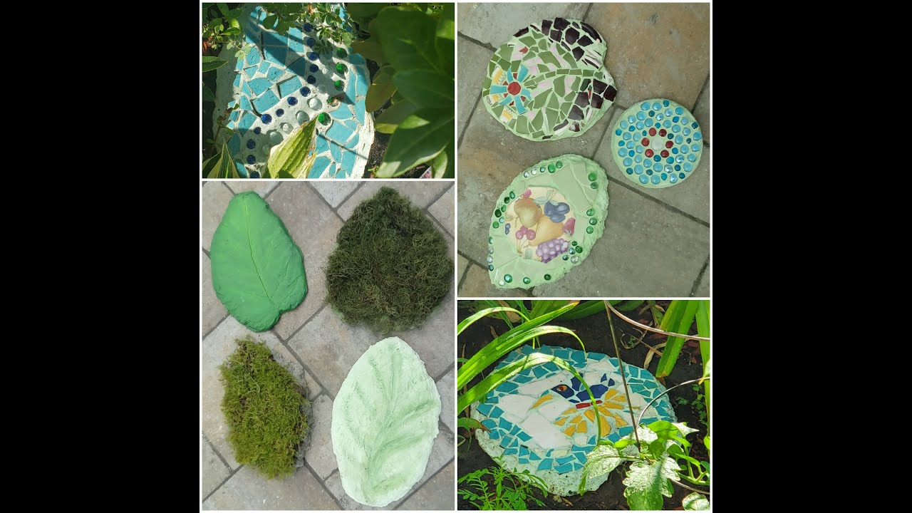 DIY Decorative Stepping Stones Cement Concrete Mosaic Art Design Project | Home Garden Idea