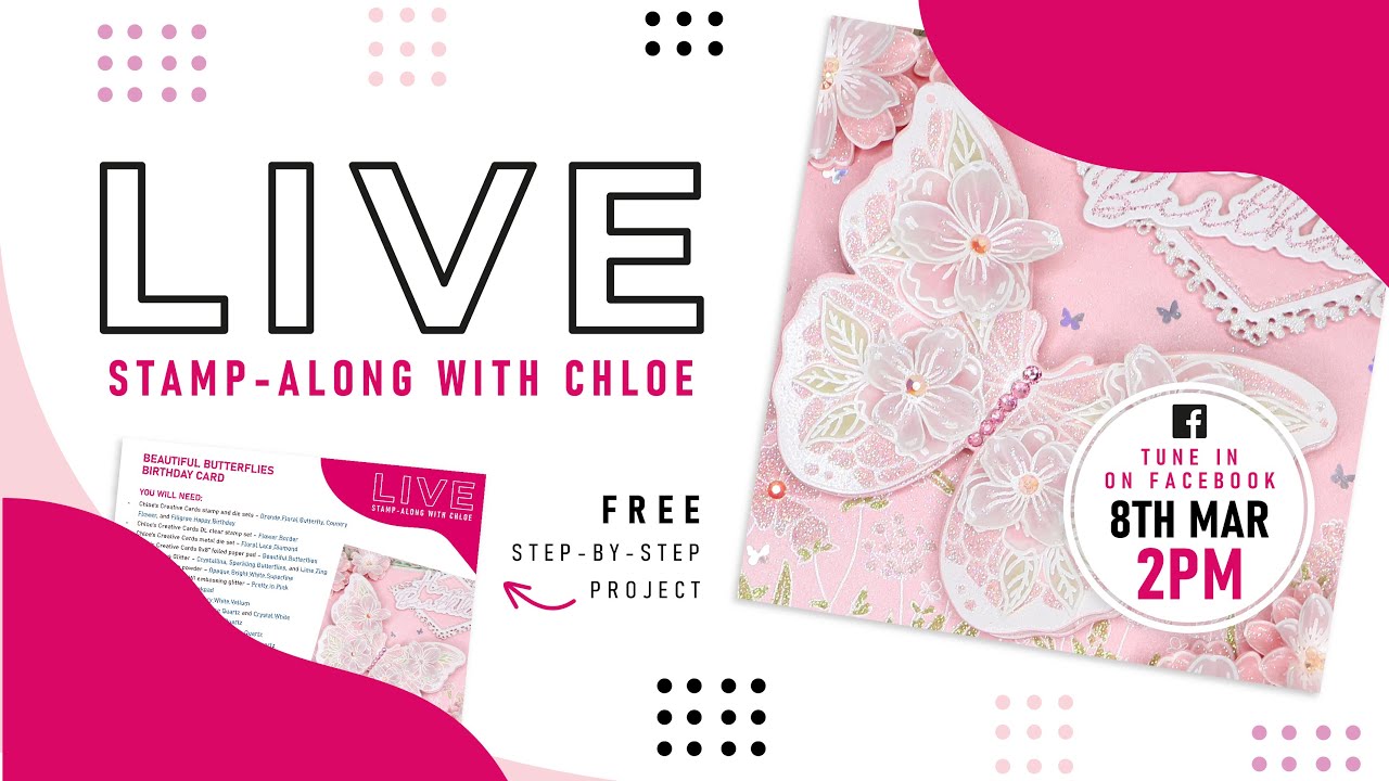 Chloes Creative Cards Beautiful Butterflies Stamp Along LIVE!