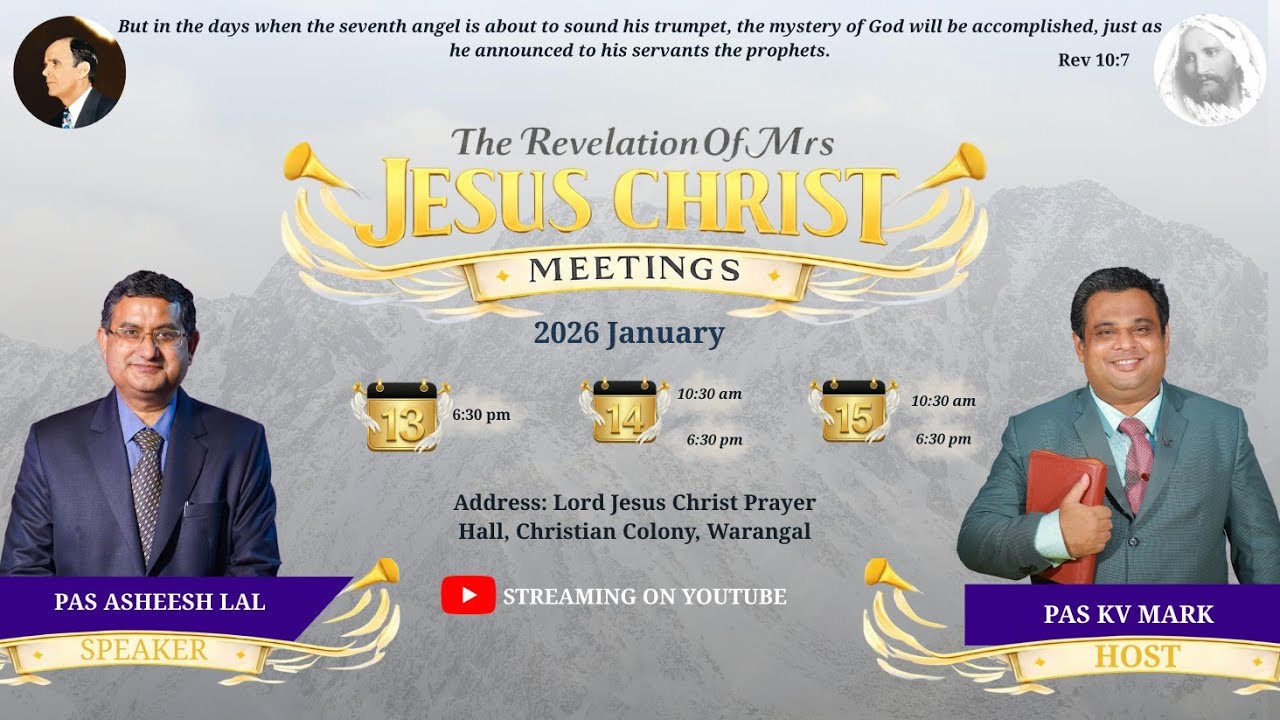 The Revelation of Mrs.Jesus Christ Meetings II Warangal II Pastor Asheesh Lal II 15-01-2026(E)