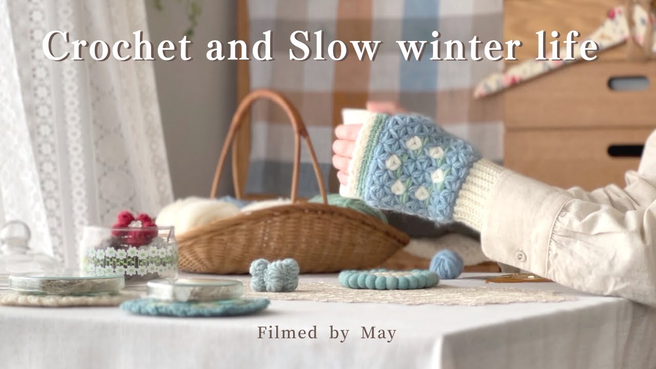 Сделайте перчатки без пальцев крючком🧤｜crochet journal✏️｜Cosy winter days with cat🐱｜First snow day⛄️