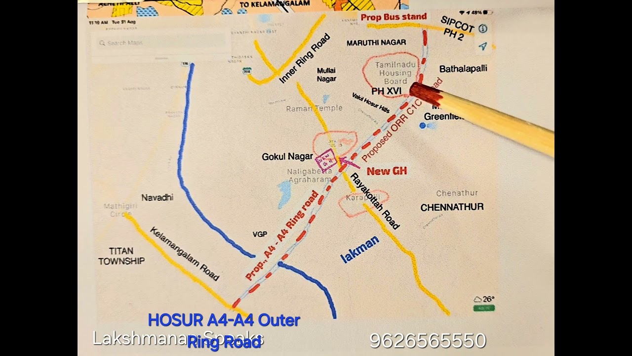 Hosur south Traffic Jam Solution.  pl implement A4-A4 Outer Ring Rd Scheme Mathigiri to Bathalapalli