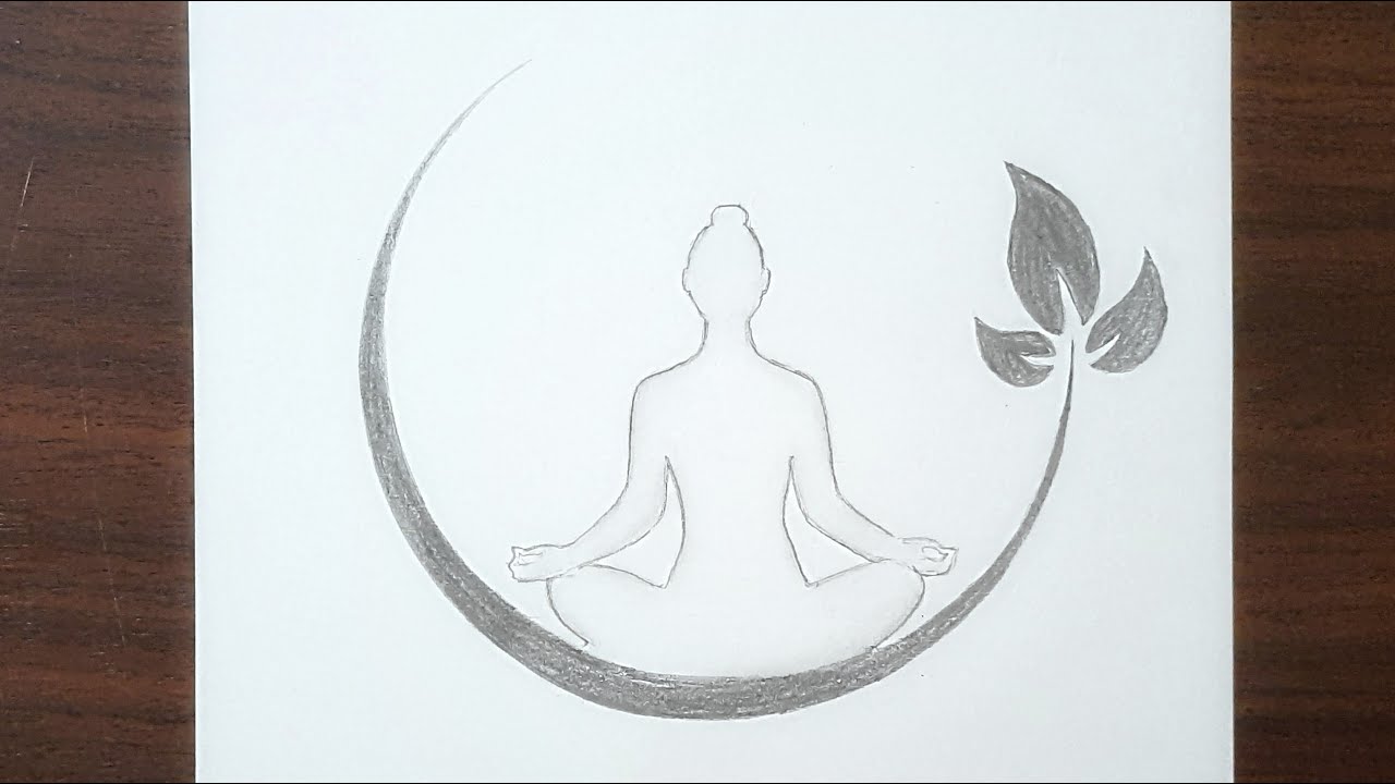 International yoga day drawing | Drawing a meditating pose with measurements