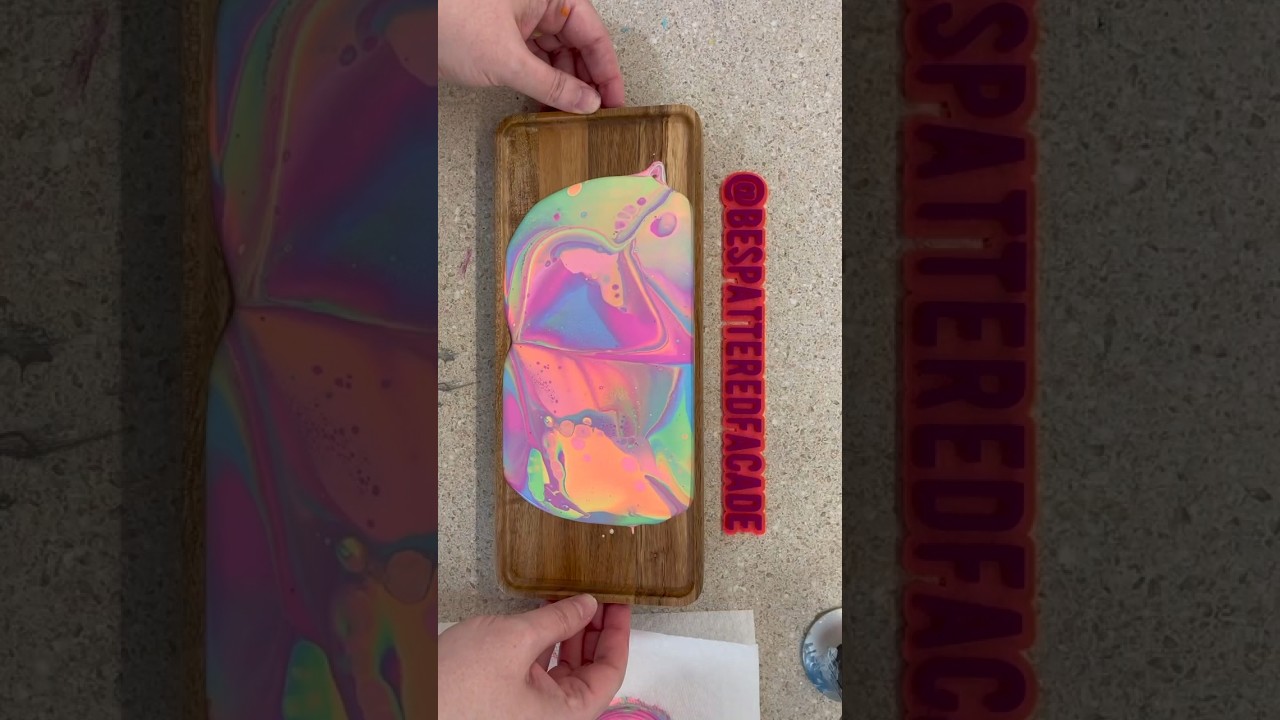 Rainbow sherbet dirty pour fluid art painting technique process video bright neon colors