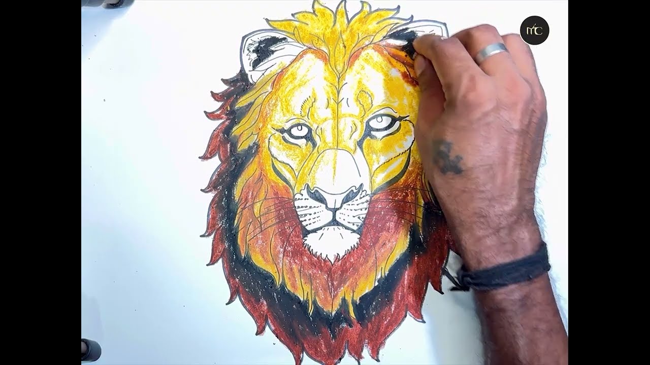 Easy Lion Face Drawing Tutorial for Beginners | Step-by-Step Oil Pastel Art | Kids & Adults