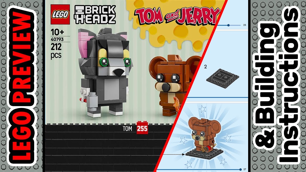 PREVIEW: 40793, LEGO BRICKHEADZ, Tom & Jerry Figures & Building Instructions! LEGO 2024
