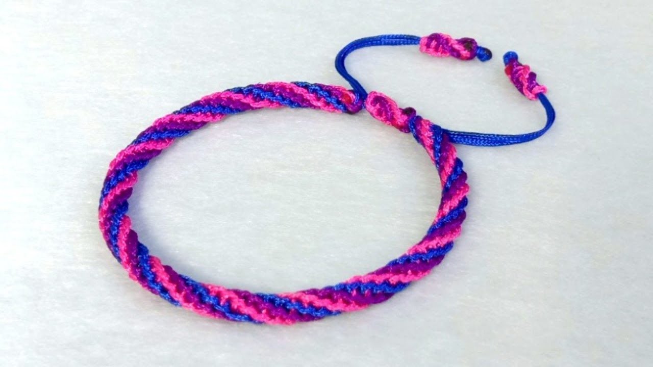 Simple 3 Colors Spiral Knot / Half Square Knot Macrame Bracelet