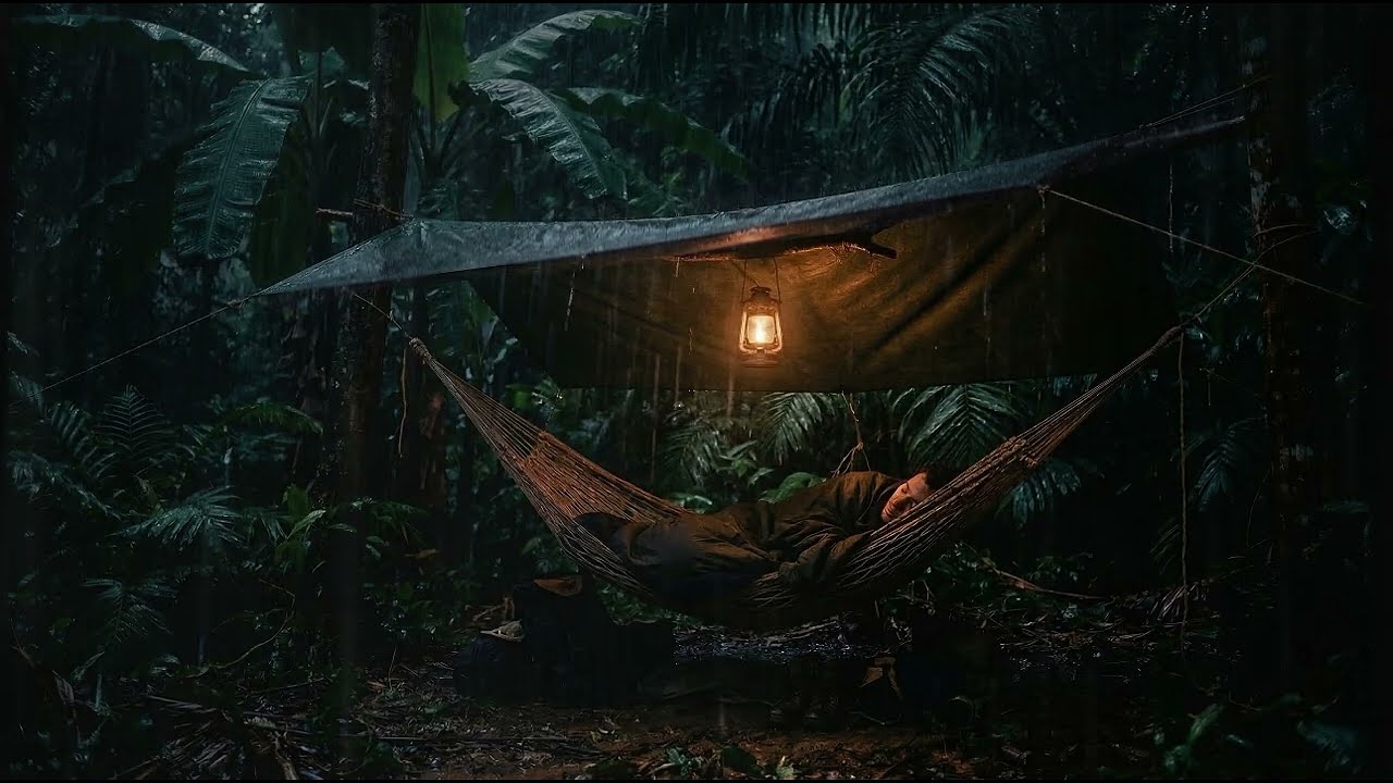 ฟังก่อนนอนหลับง่าย I เสียงฝนตกกระทบผ้าใบ I ผูกเปลนอนในป่าลึก I ฟังยาวๆไม่มีโฆษณา EP.1