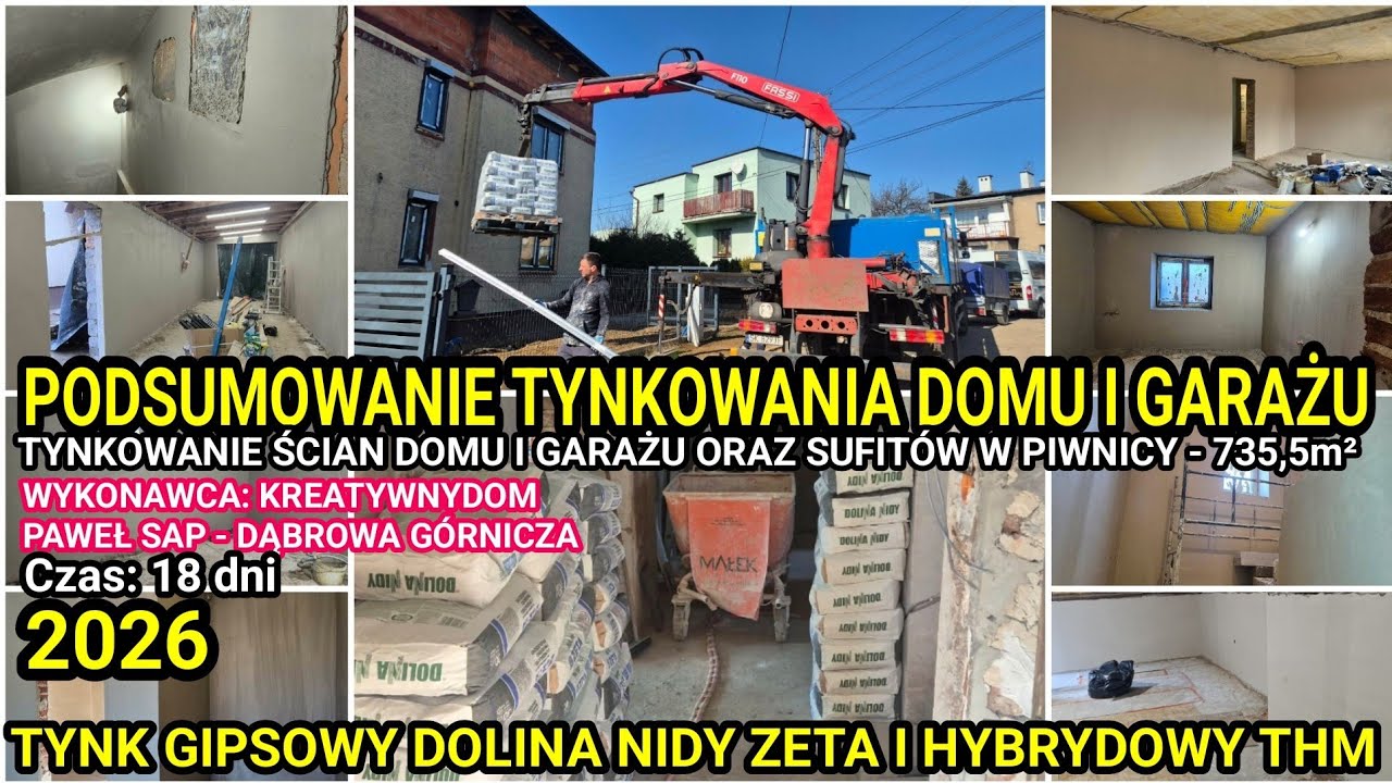PODSUMOWANIE TYNKOWANIA DOMU I GARAŻU - ZUŻYCIE MATERIAŁU, CZAS, KOSZT, PREZENTACJA - KREATYWNYDOM