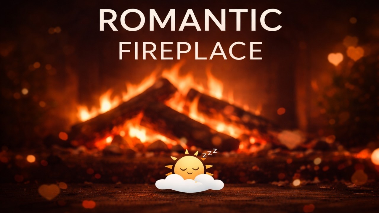 Romantic Fireplace for Valentine’s Day – 2 Hours Crackling Fire (Animated)