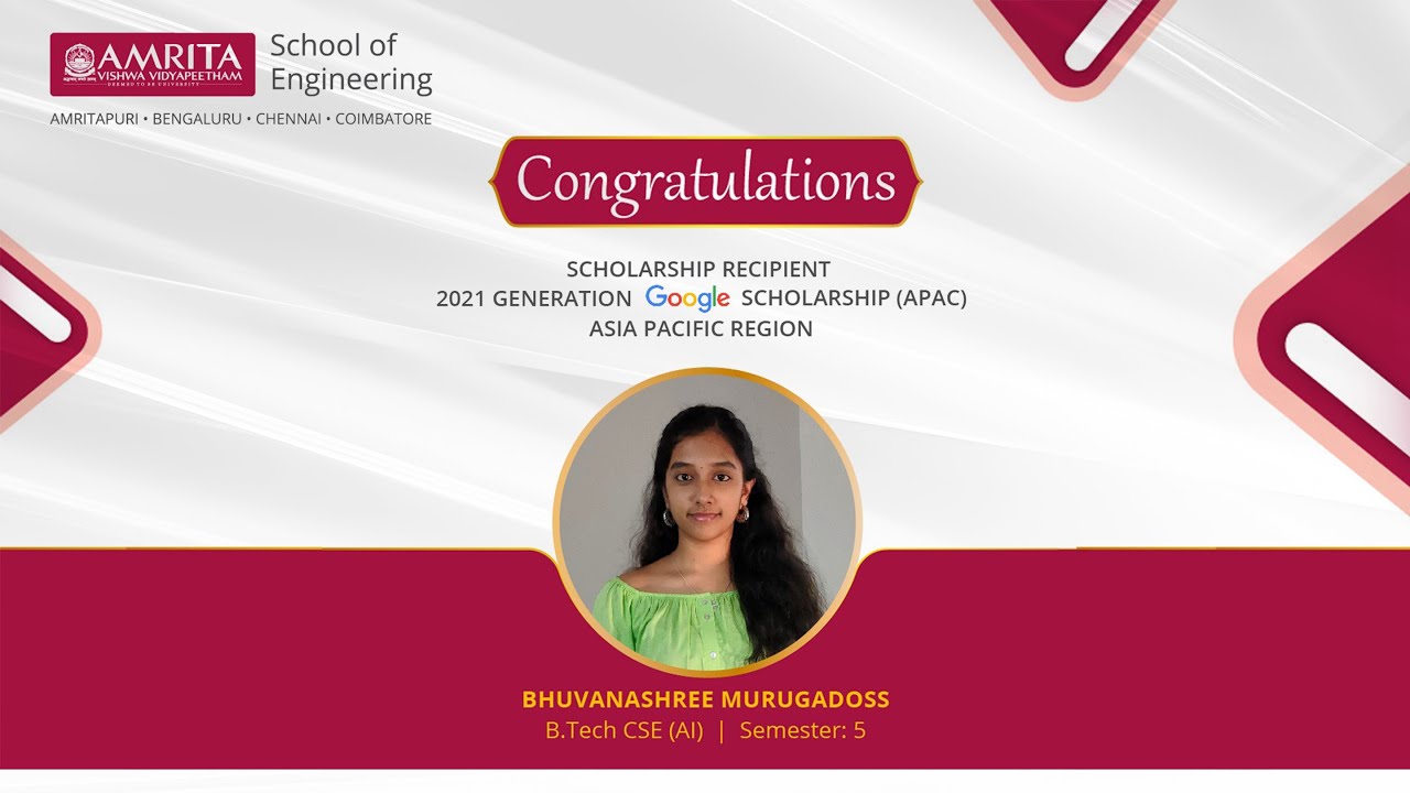 Cracking the Interview for Google APAC Program: Ms. Bhuvanashree, Amrita School of Engg