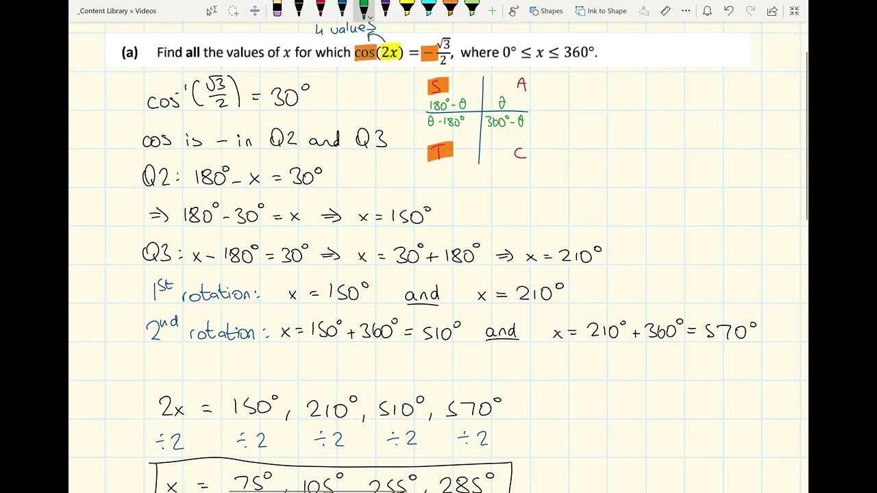 LC Trigonometry Solving Trig Equations Degrees, Radians