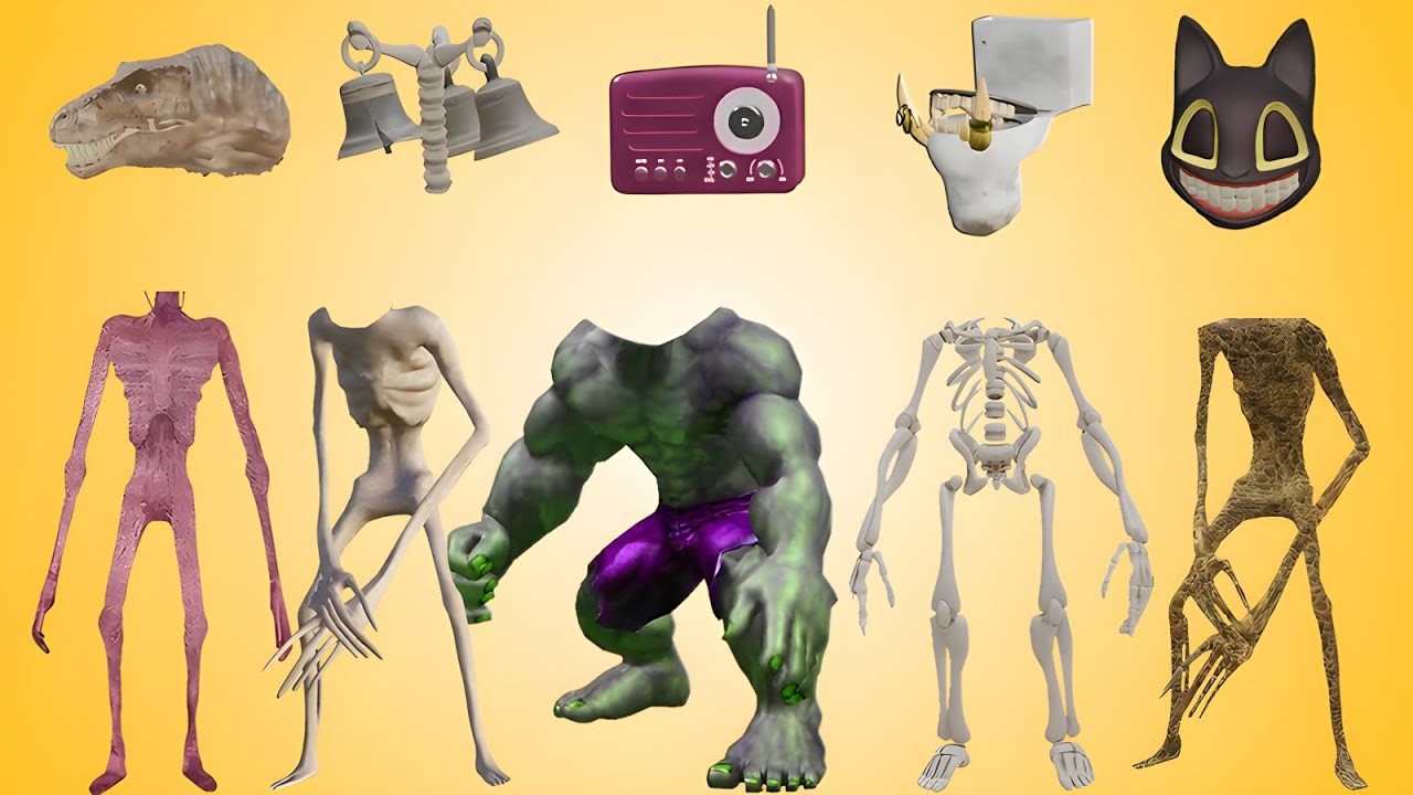 WRONG HEADS SIREN HEAD CAR, GREEN HOUSE HEAD, SCARY HOUSE, SIREN HEAD DOUBLE, SIREN HEAD THUNDERBOLT