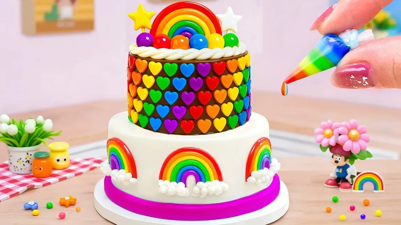 How To Make Shining Star Cake 😍 Sweet Rainbow Chocolate Miniature Cake Recipes 🌈 Chocobite Bakes