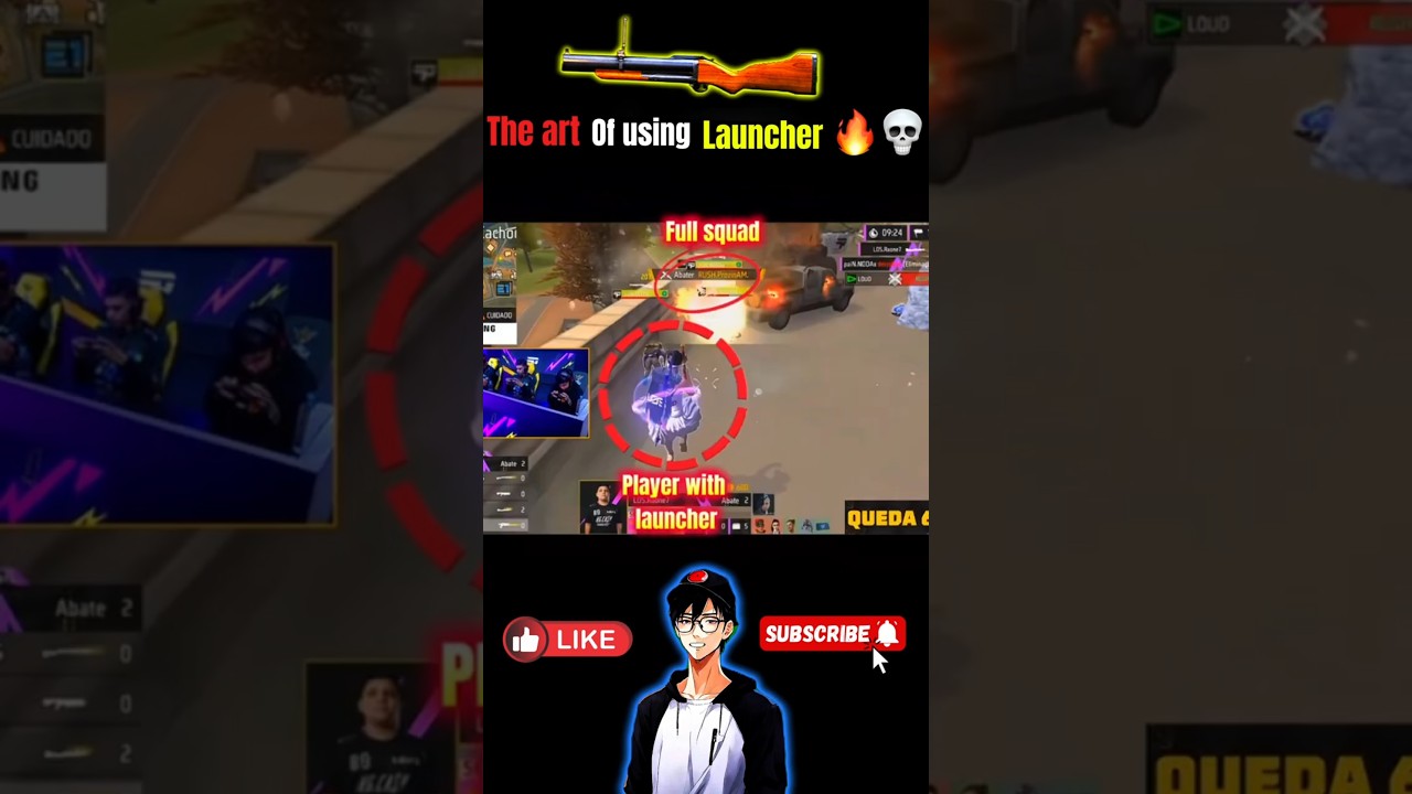 The art of using launcher 🔥💀☠️ #freefire #shortsfeed #esports #espa&ntilde;a
