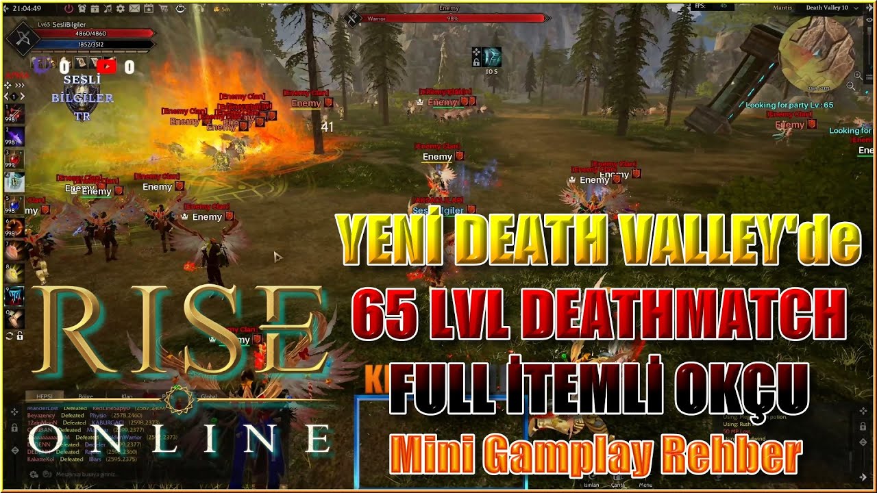 Rise Online YENİ DEATH Valley Haritasında 65 LVL Full İtem OKÇU DeathMatch Rehber- Sesli Bilgiler TR