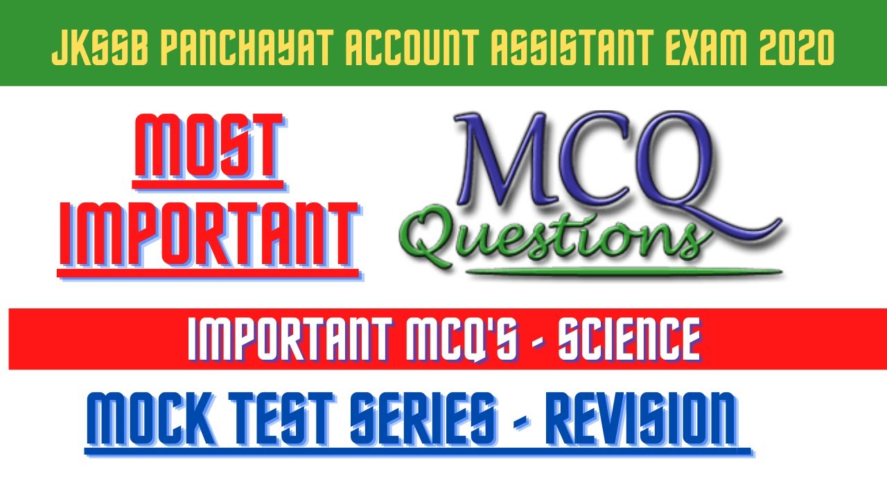 Important MCQ's on General Science | JKSSB Panchayat Account Assistant Exam | MOCK Test Series !!