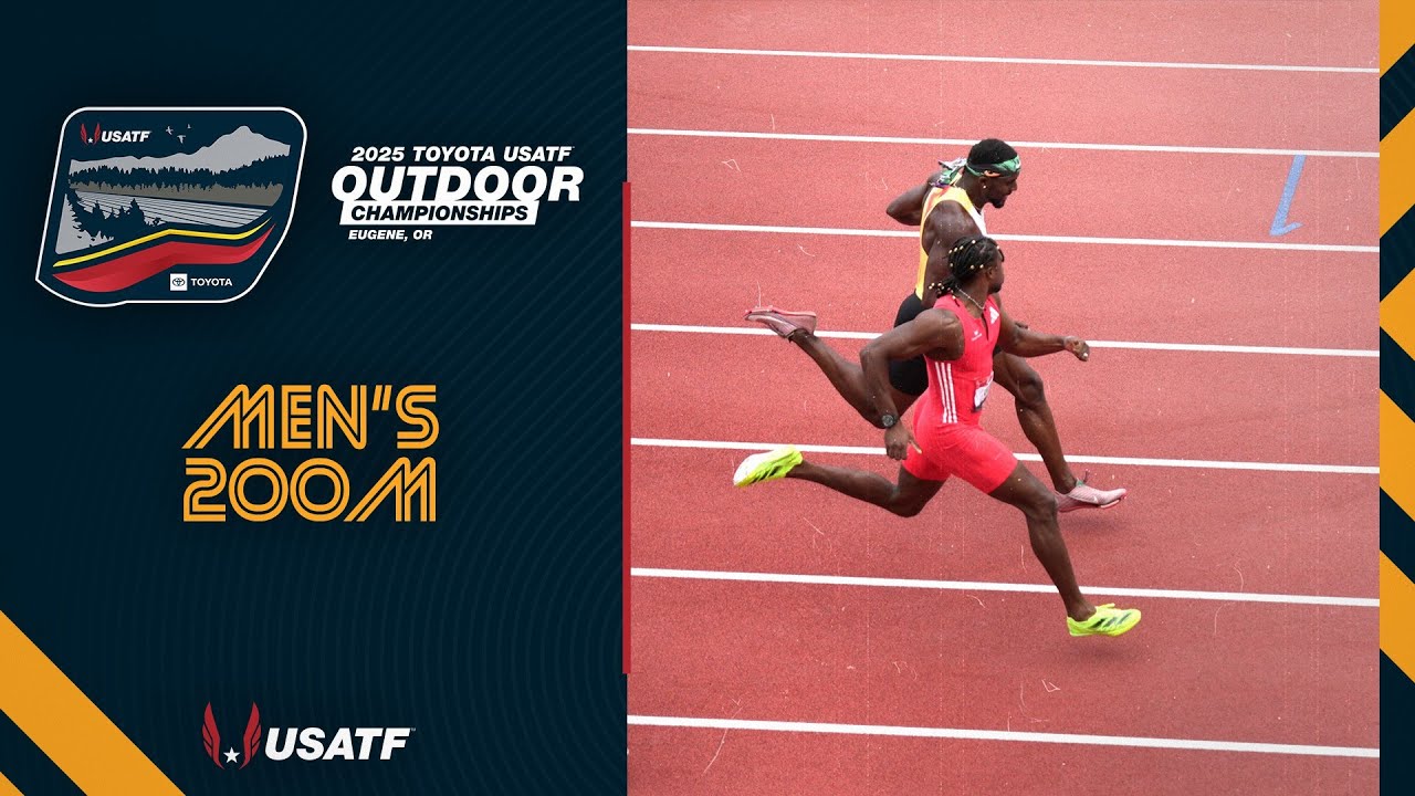 Финал заплыва на 200 метров среди мужчин на чемпионате Toyota USATF Outdoor Championships 2025 года