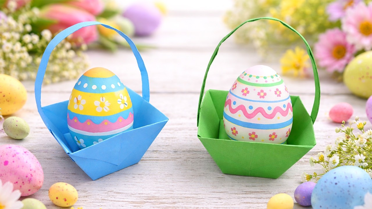 Basteln mit papier Ostern: Osterkörbchen basteln - Basteln für ostern | DIY Bastelideen