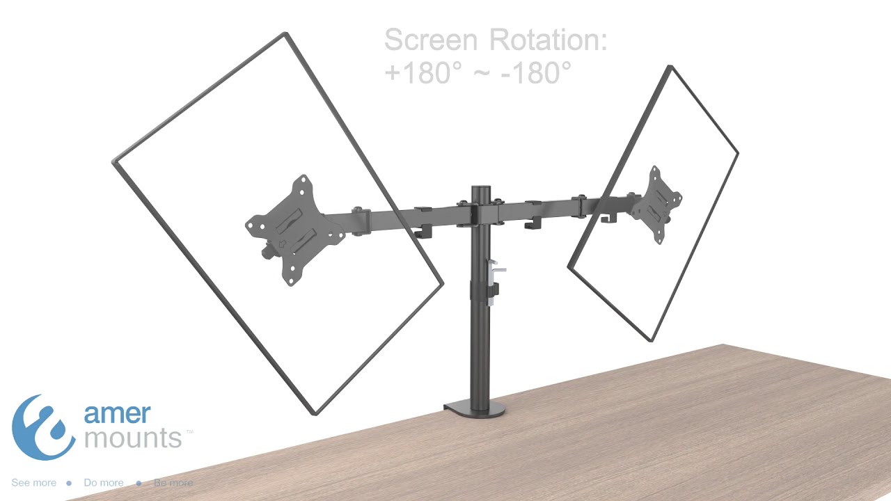 Amer Mounts 2EZCLAMP Features | Easy Clamp Dual Monitor Mount