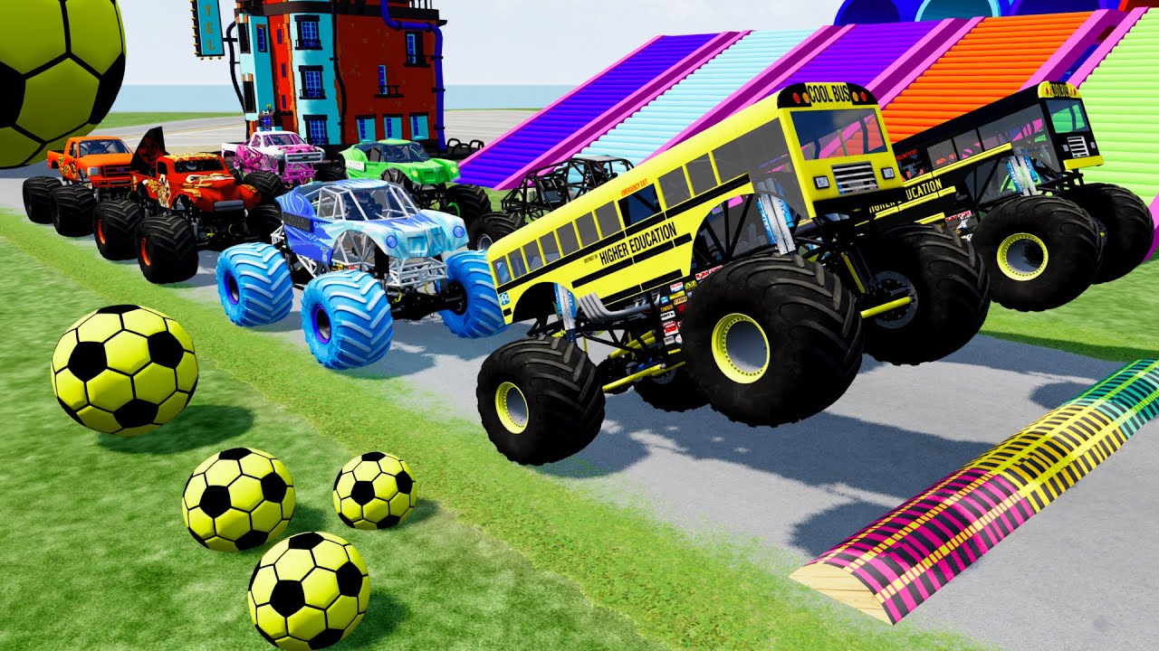 High Speed Crashes Monster Trucks  Transportation with Crashing & Jump in BeamNG.drive #029