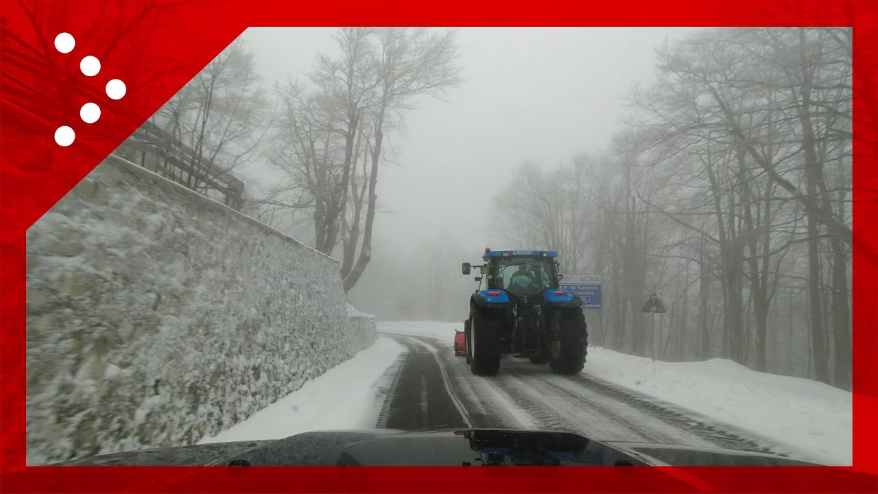 Neve sul Terminillo, le immagini camera-car della SP10 innevata