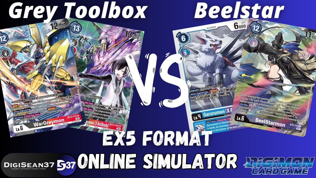 WarGreymon/BlackWarGreymon X Toolbox VS Beelstarmon | Digimon Card Game | EX5 Animal Colosseum