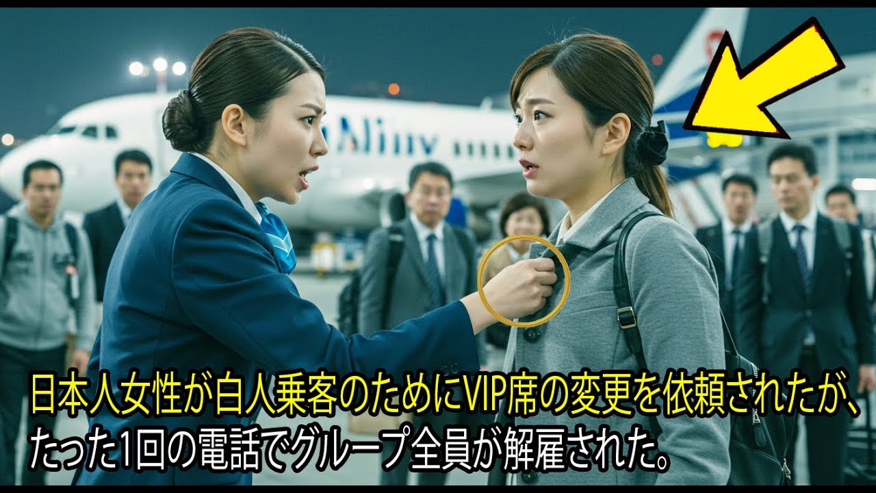日本人女性が白人乗客のためにVIP席の変更を依頼されたが、たった1回の電話でグループ全員が解雇された。