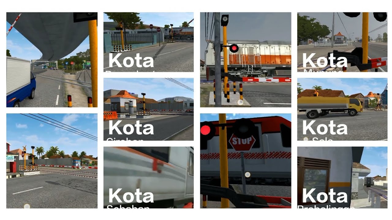 Perlintasan kereta api Mojokerto, Munung, Solo, Wonogiri, Purwokerto, DLL.#Bussid
