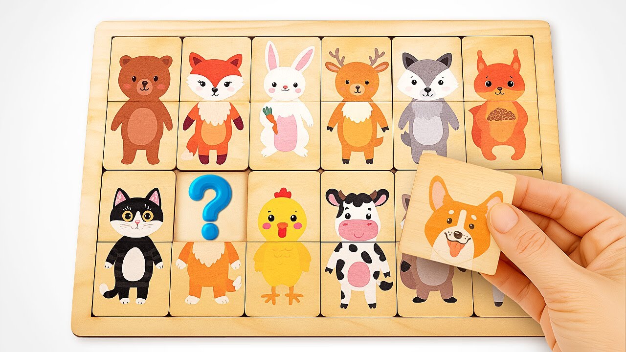 Play Match the Head with Activity Puzzle | Learn Animal Names | Preschool Toddler Video
