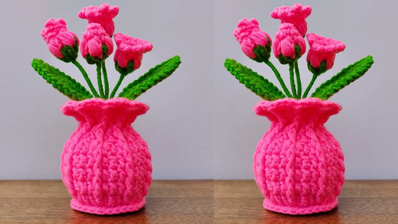 FLORERO 💐TEJIDO A CROCHET. Tutorial paso a paso.