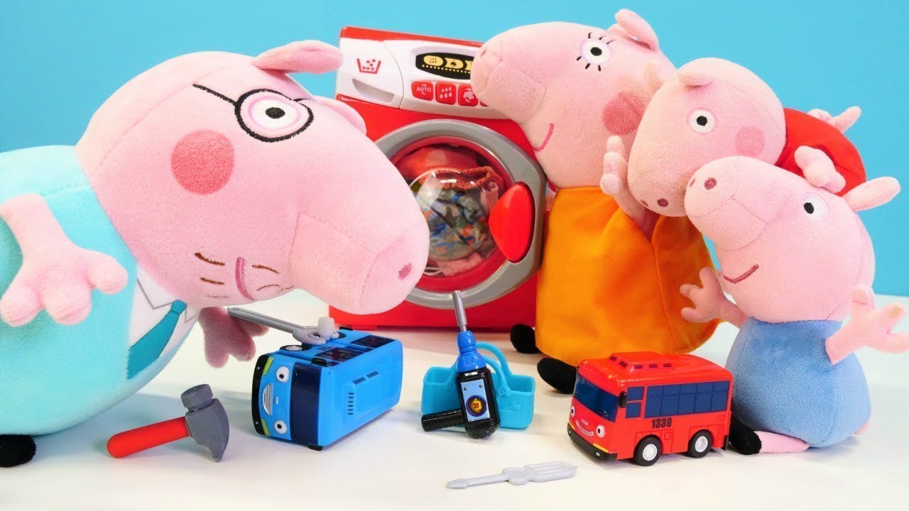 Peppa Pig oyuncak domuz Baba'nın eğlenceli maceraları. Oyuncak videoları