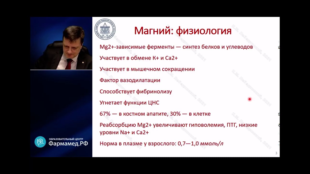 Физиология и нарушения баланса магния и хлора Лебединский К.М.
