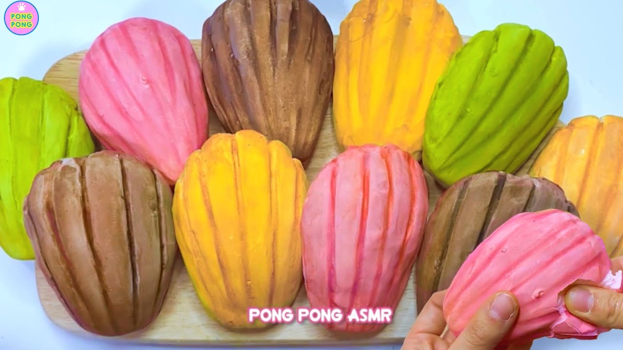 MADELEINE CLAY CRACKING PLASTER | 부드러운 마들렌 석고 점토 부수기 | 부수는 쾌감 ASMR | マドレーヌ 石膏クレイクラッキング