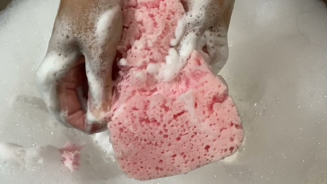 【ASMR】sudsy bath sponge ripping💖泡もこのお風呂掃除用ビッグスポンジをちぎる音💖