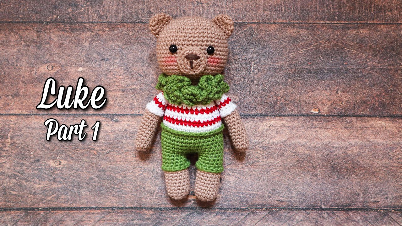 MAKING LUKE THE CHRISTMAS BEAR | PART 1 | LEGS, BODY, COLLAR, ARMS | AMIGURUMI CROCHET DOLL